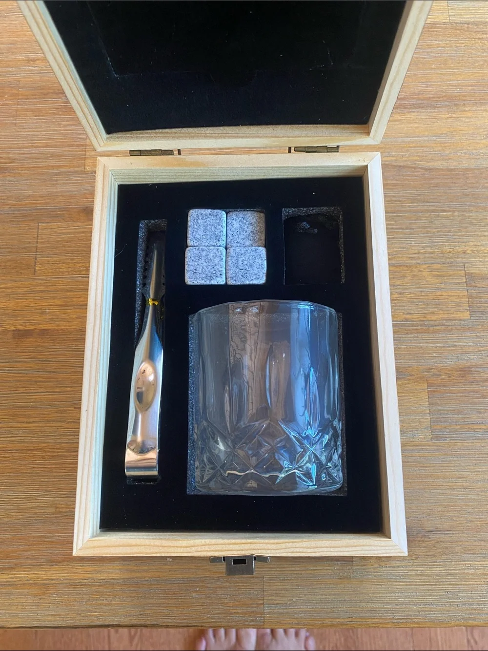 Whiskey Stone & Glass Set - Gray Whiskey Stones with Clear Glass. NIP